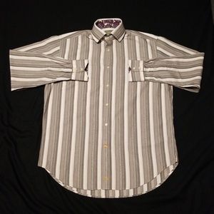 Thomas Dean mens long sleeve strips shirt